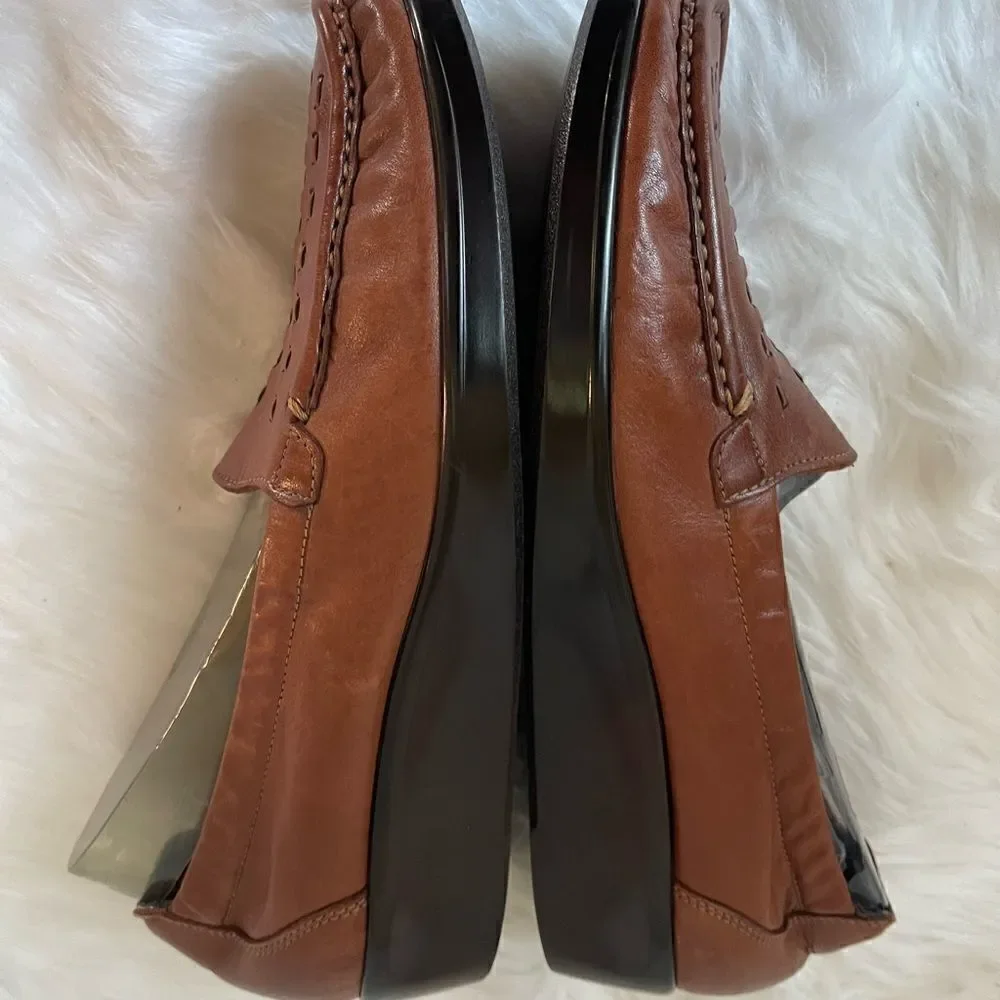 SAS leather Brown weave slip on wedge shoes comfort footbed SZ 11 M run …